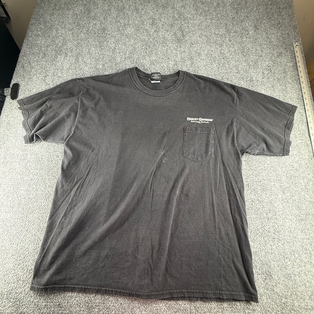 Harley-Davidson Motorcycles Australia Pocket T-Shirt Black XXL 2003 Graphic Tee